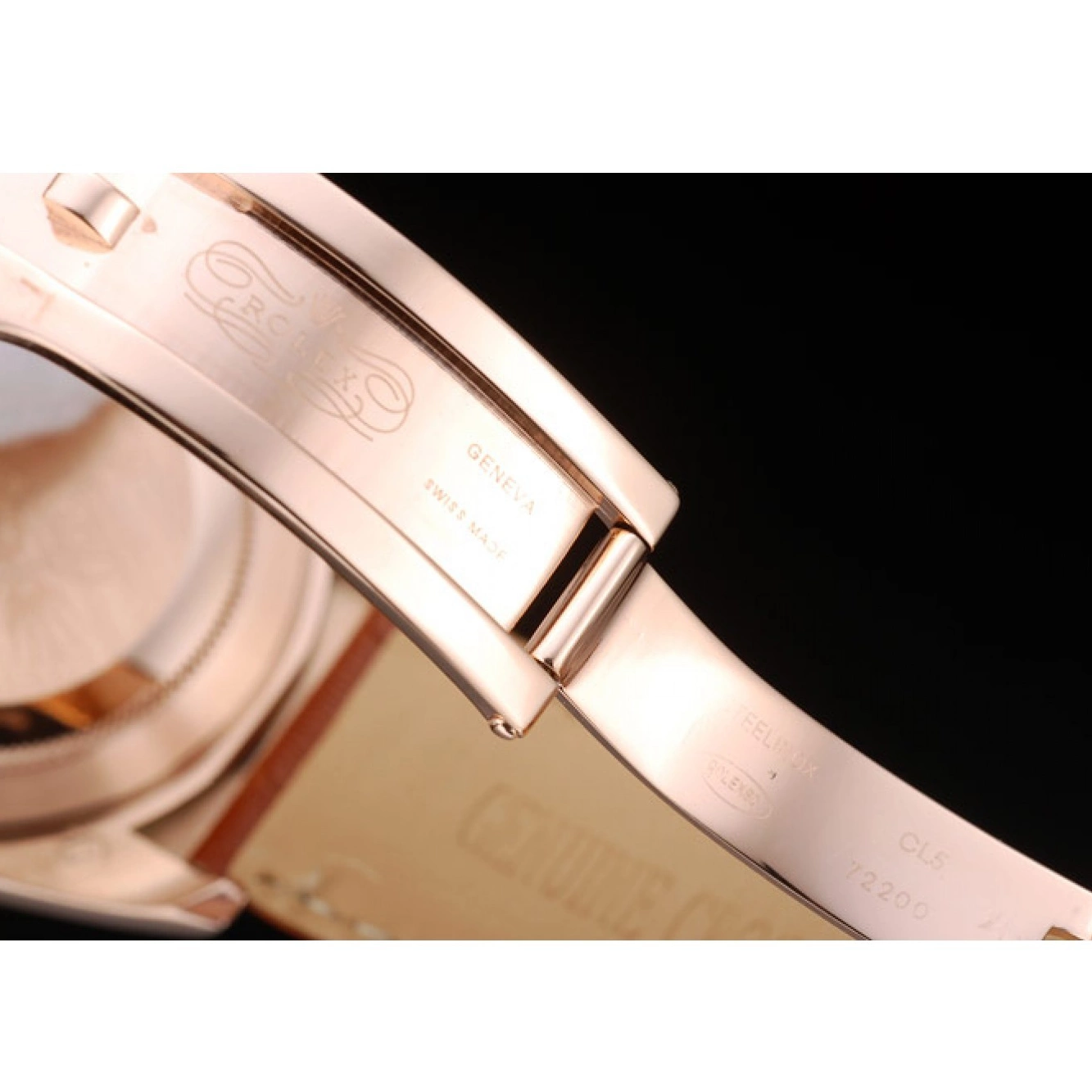 Aaa fake watches Strap Rolex Leather Brown Gold Rose Daytona Dial Case Brown 0617